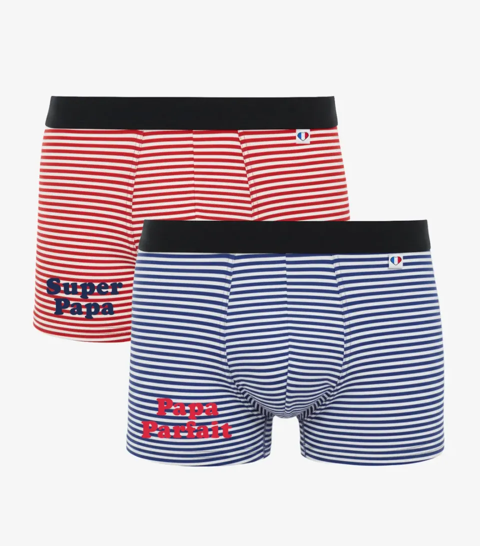 Cocorico Papa boxer homme x2 marinière coton