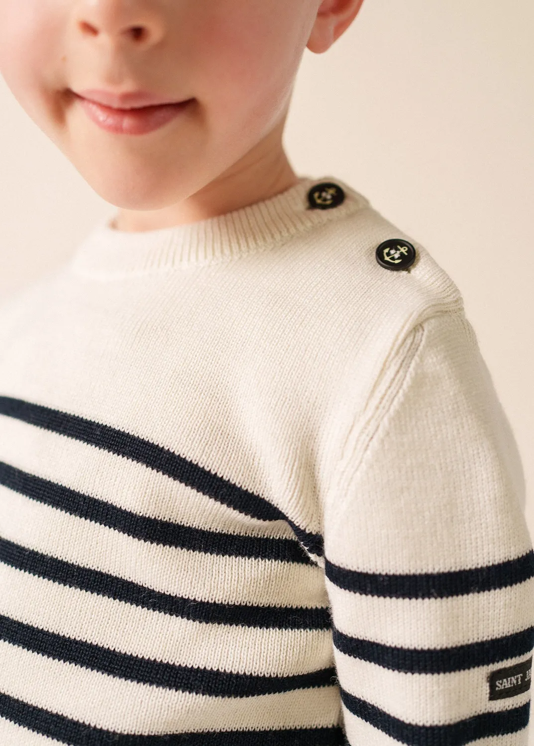 Saint James Moussaillon pull marin enfant écume/navy laine