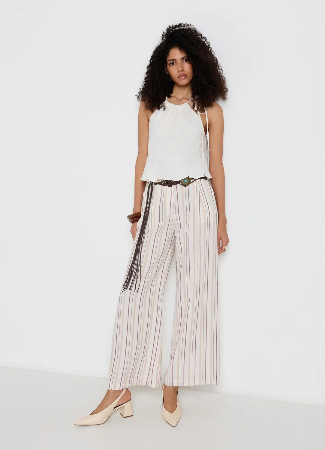 Calliope Palazzo pantalon femme large à rayures