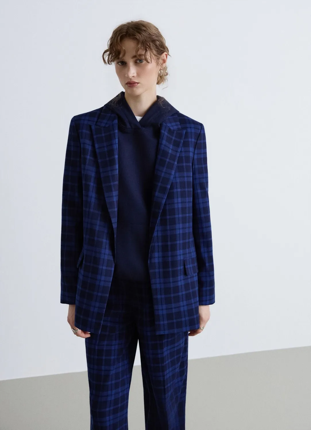 Calliope veste ouverte à carreaux femme coupe droite