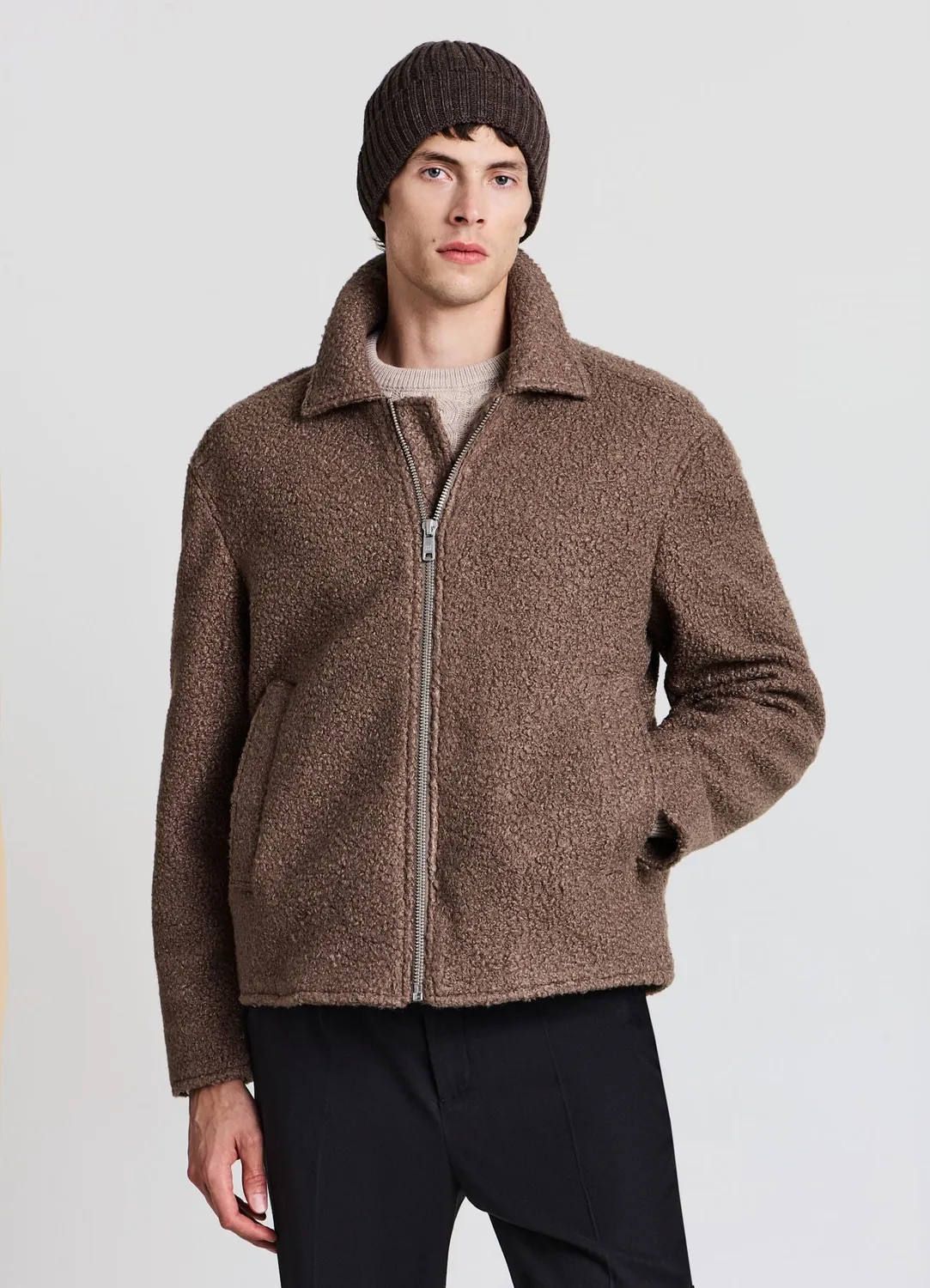 Calliope blouson bouclé homme zip col revers