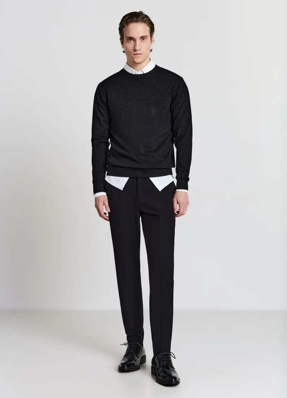 Calliope pull col rond brillant homme manches longues