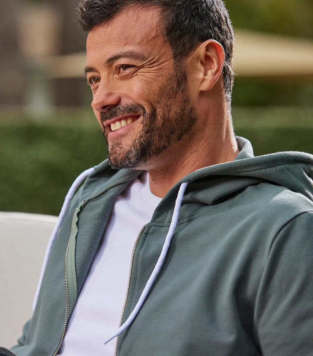 Cocorico Intemporel sweat zippé homme sauge molleton