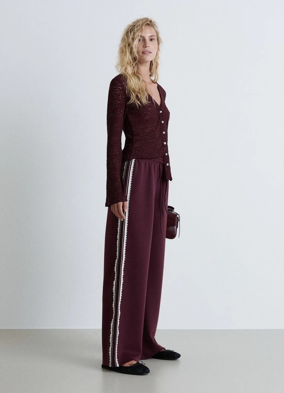Calliope pantalon palazzo coulisse dentelle femme uni