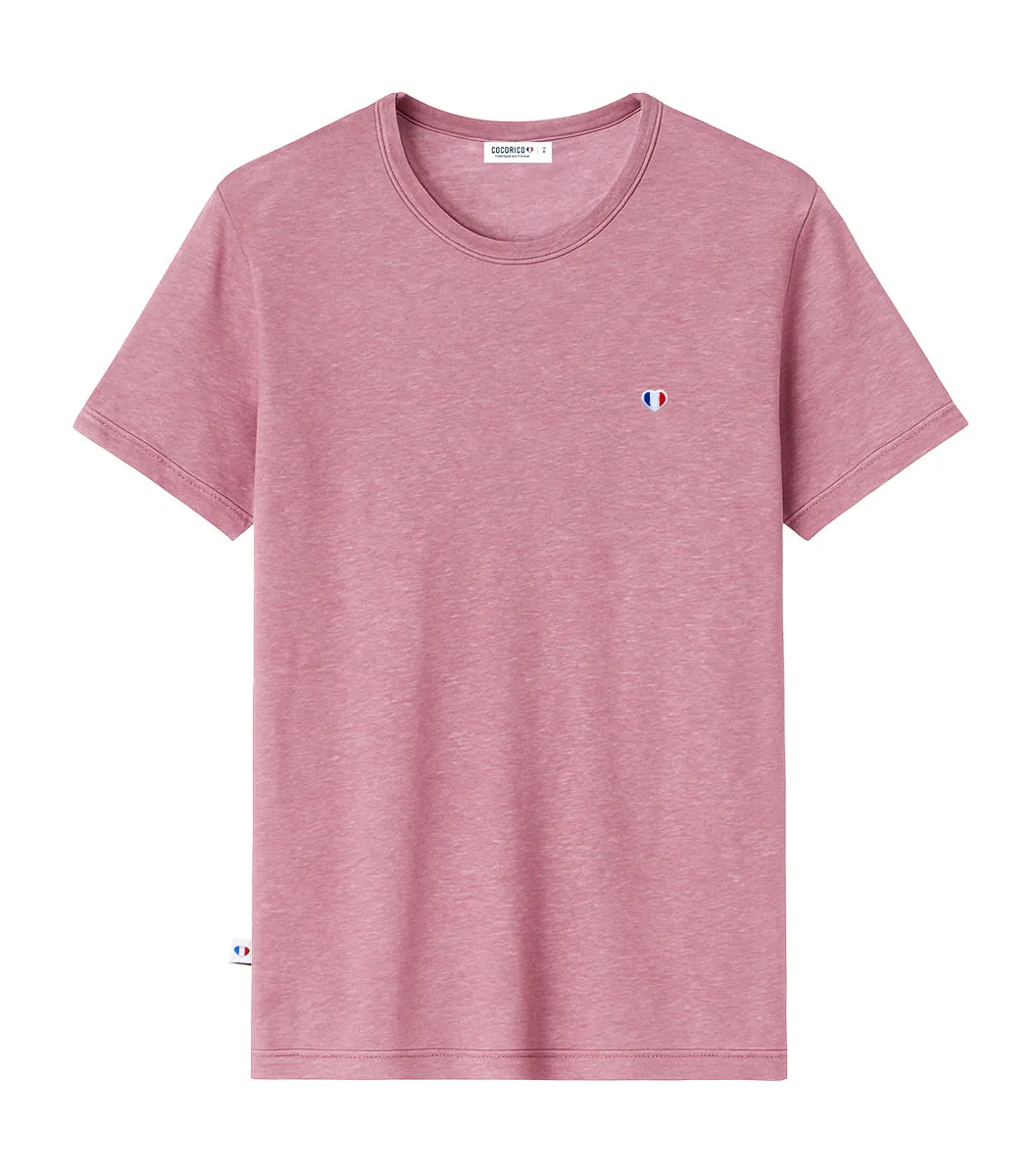Cocorico Iconique t-shirt homme lin rose 100% lin