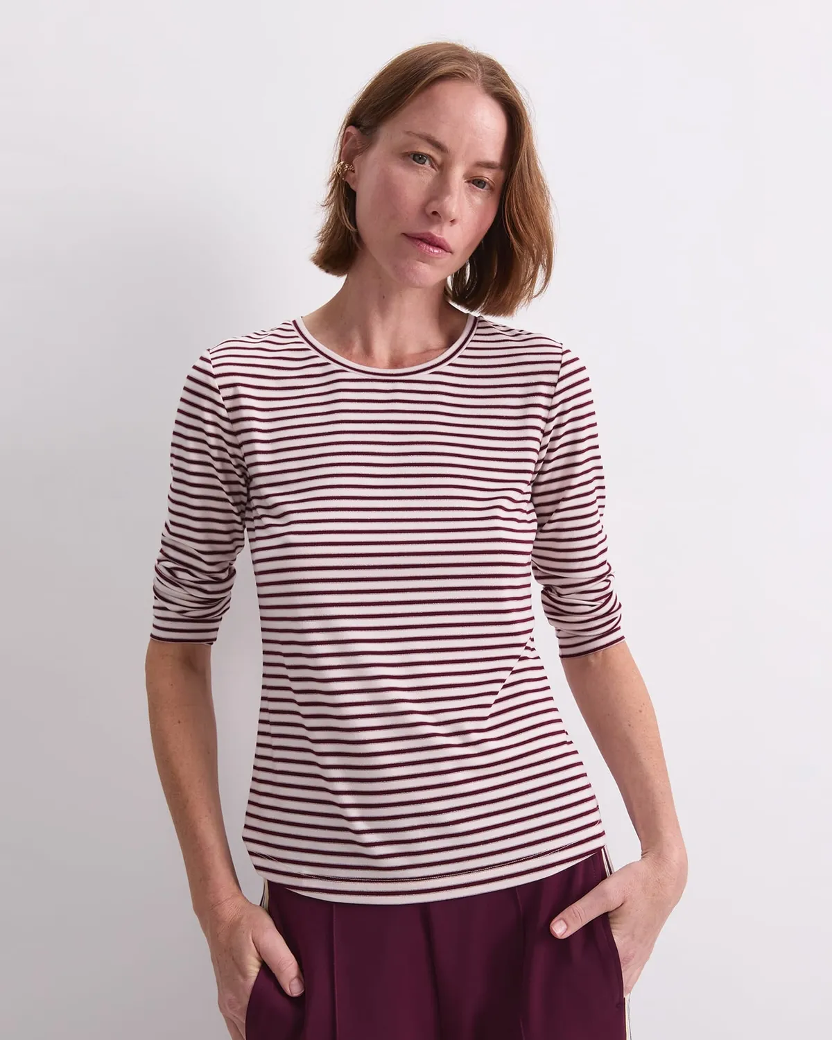 Sportscraft Stripe Lurex Long Sleeve Magic Tee tee-shirt rayé