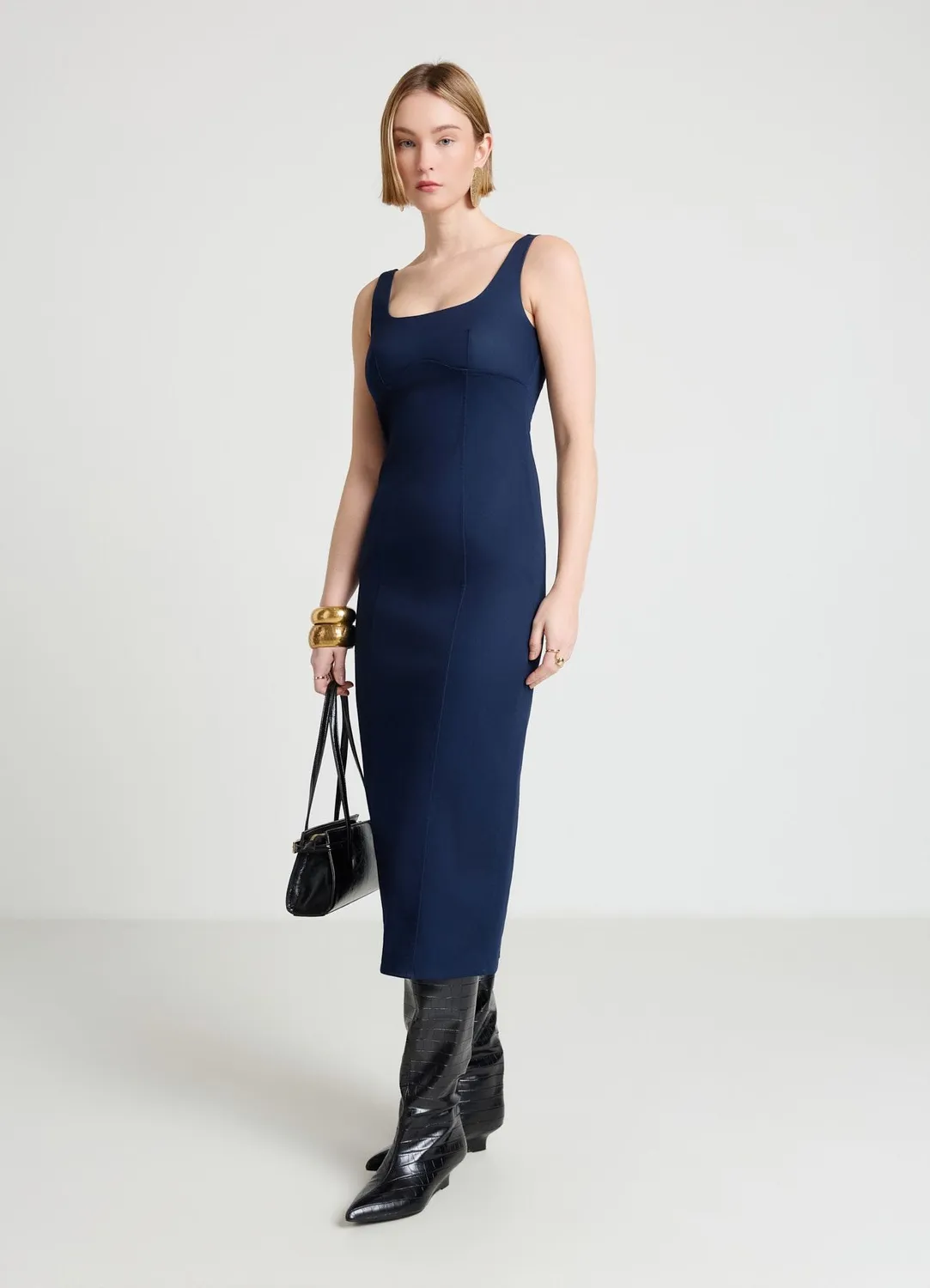 Calliope Atelier robe fourreau femme col carré