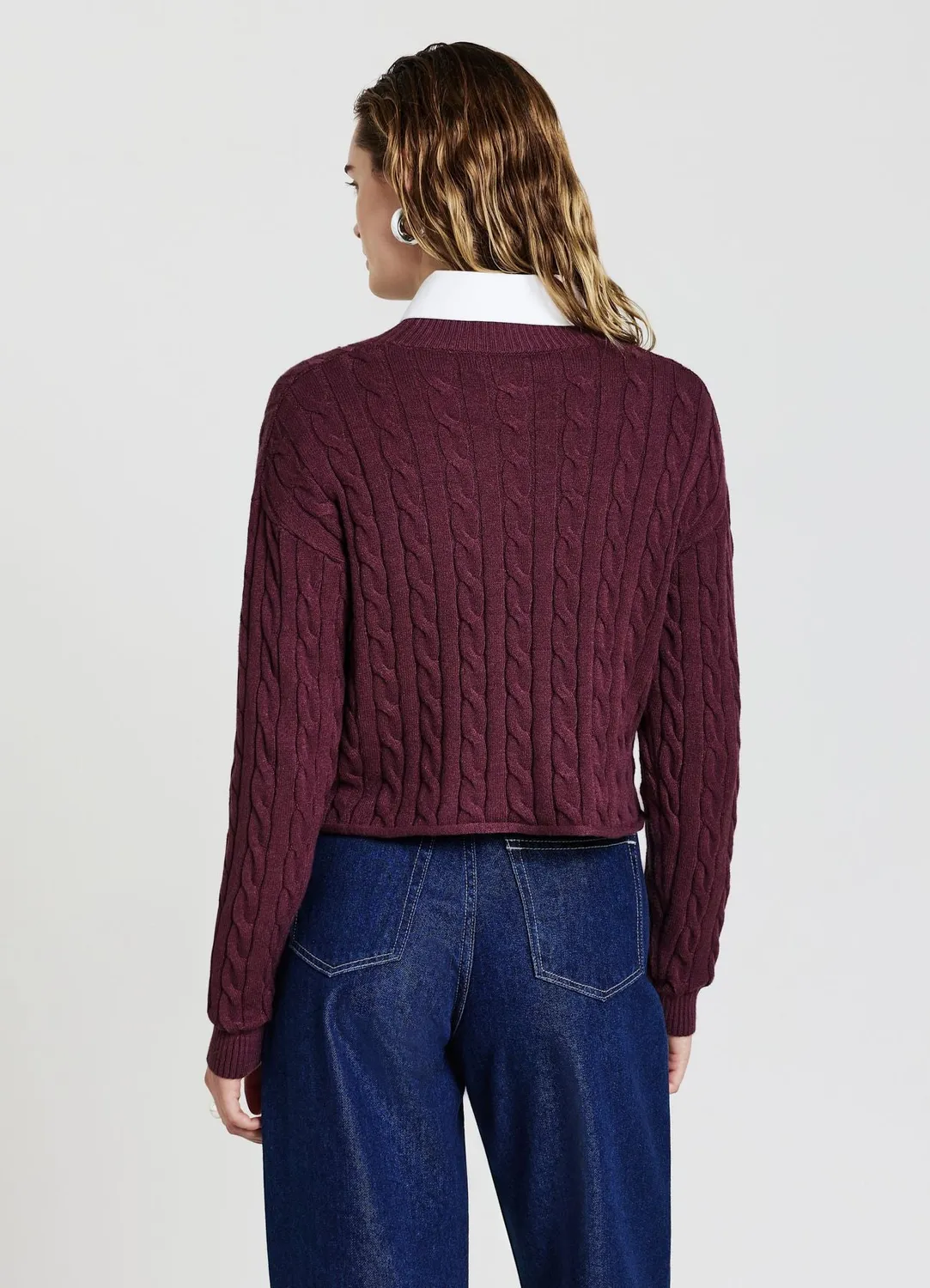 Calliope pull crop femme torsades col rond