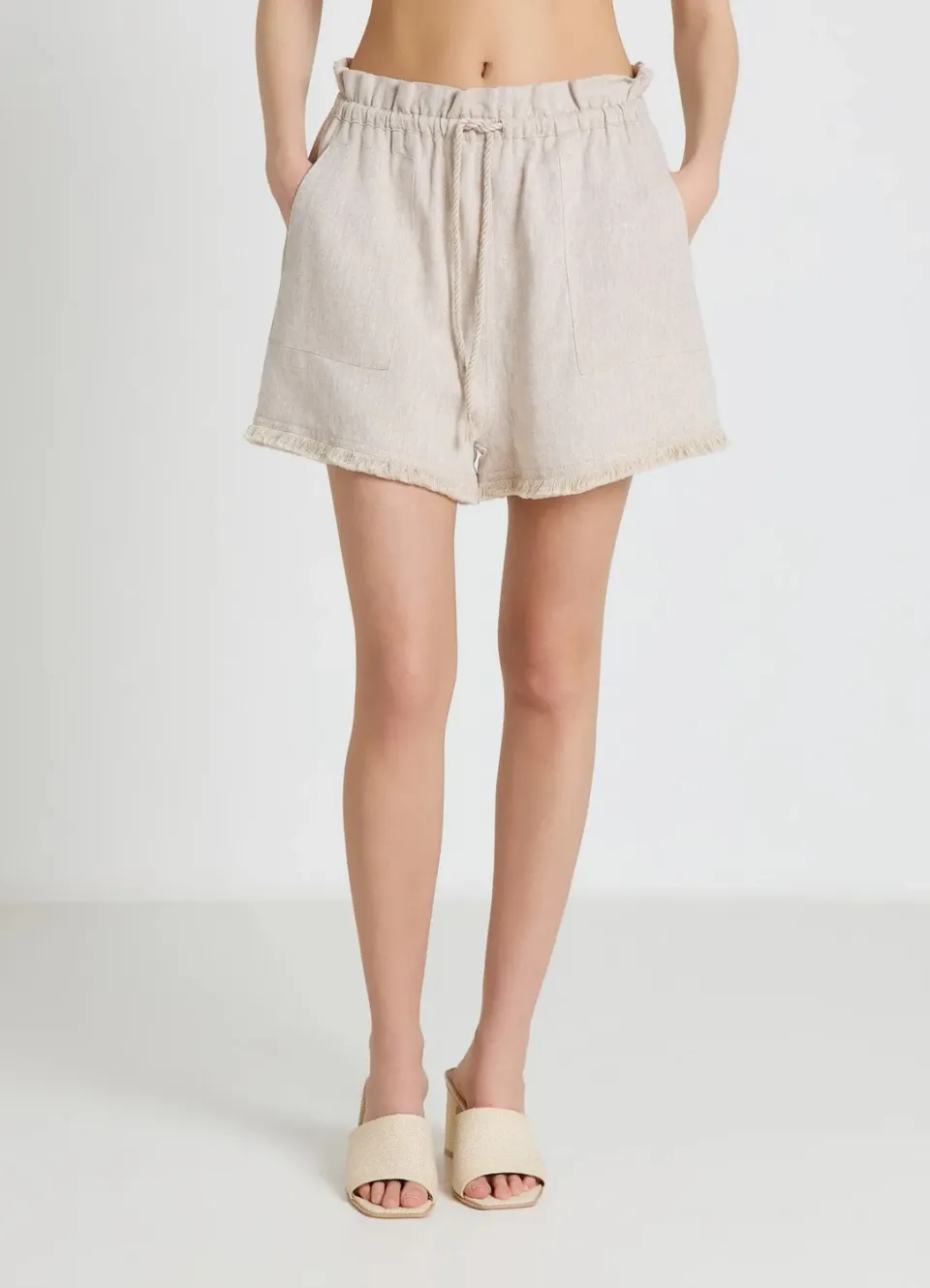 Calliope short lin femme franges taille haute
