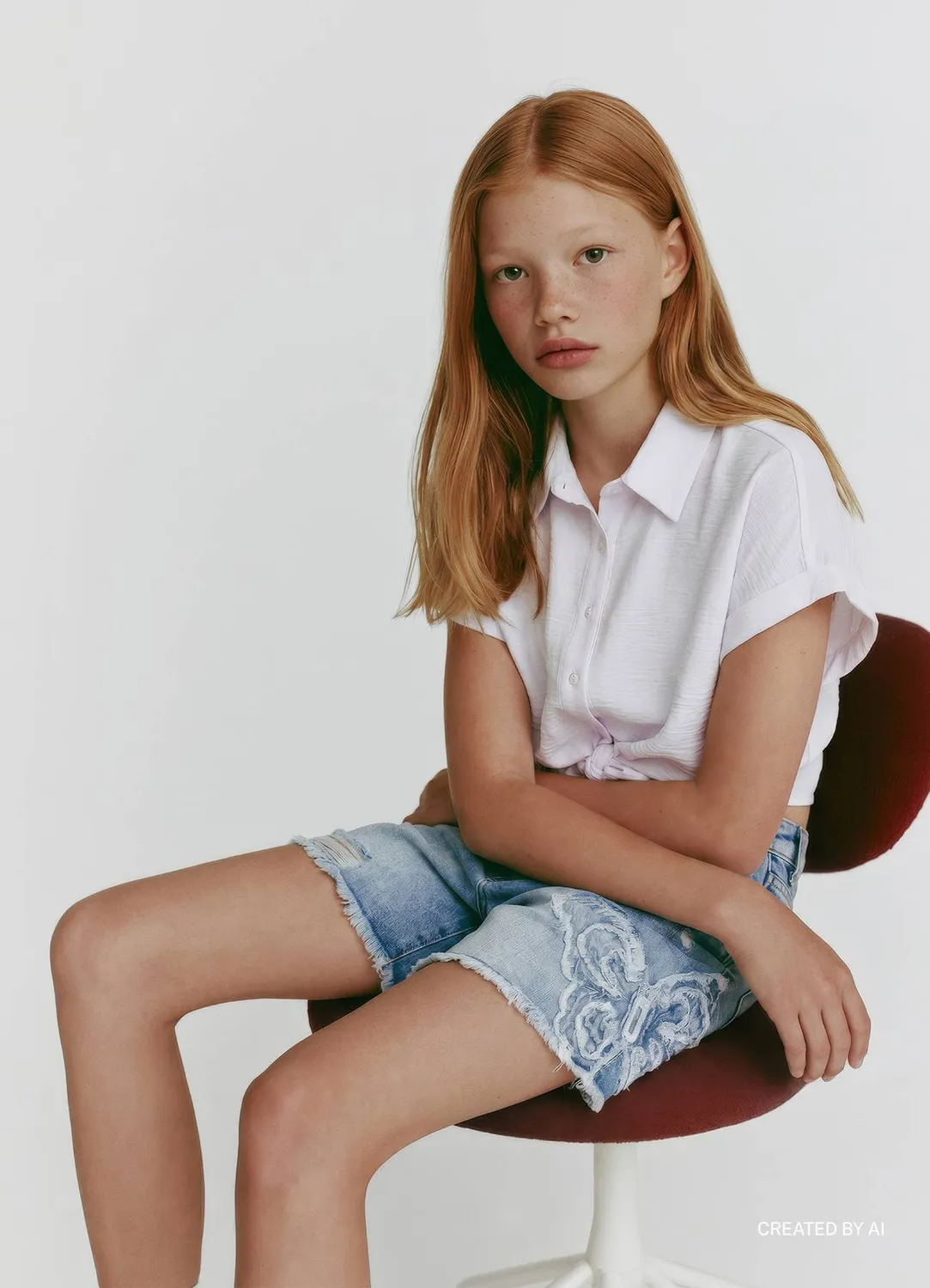 Calliope chemise nouée fille manches courtes unie