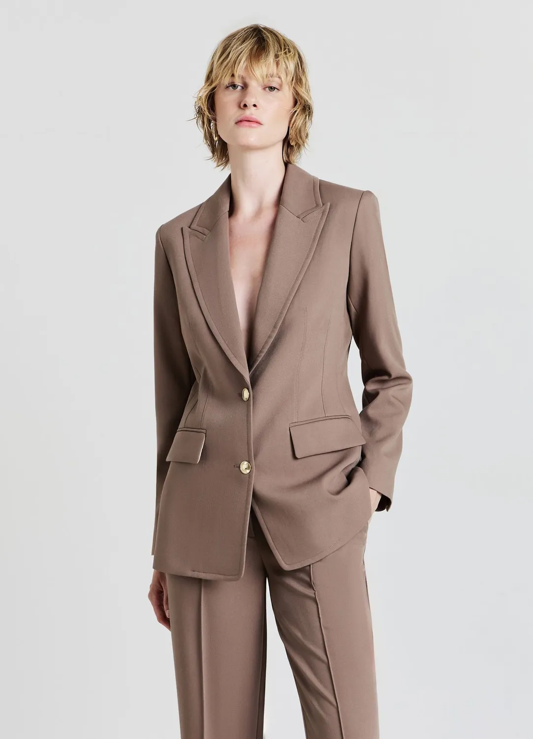 Calliope veste blazer 2 boutons dorés femme unie