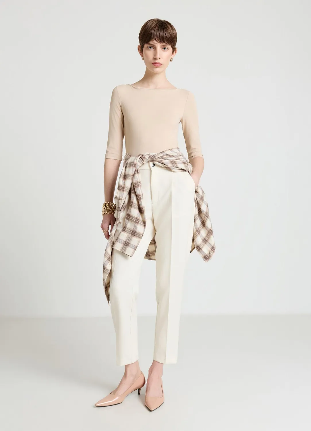 Calliope pantalon droit pinces femme elastique dos bureau