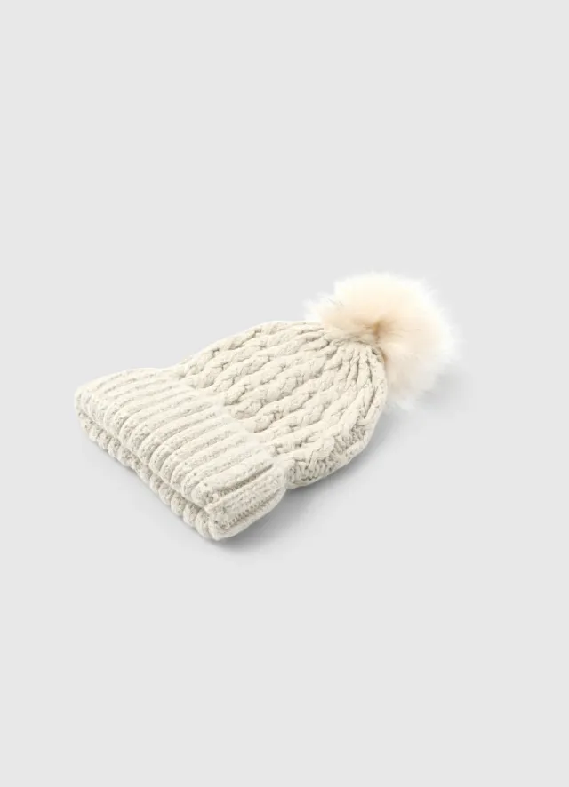 Calliope bonnet pompon femme maille tressée