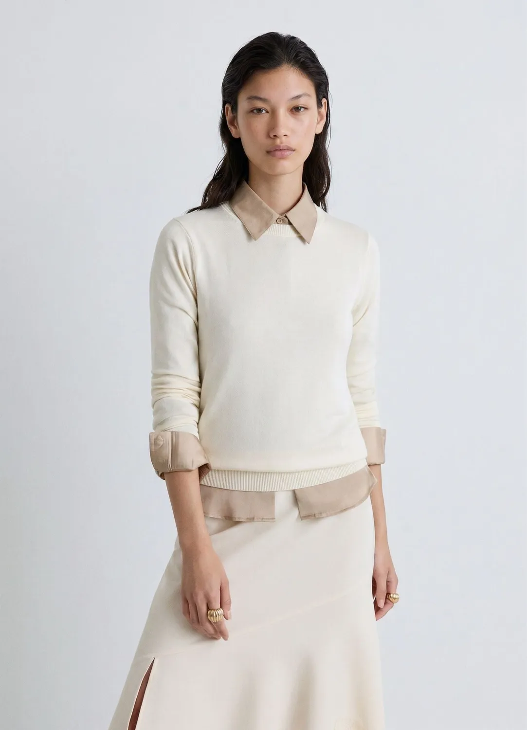 Calliope pull col rond manches longues femme uni