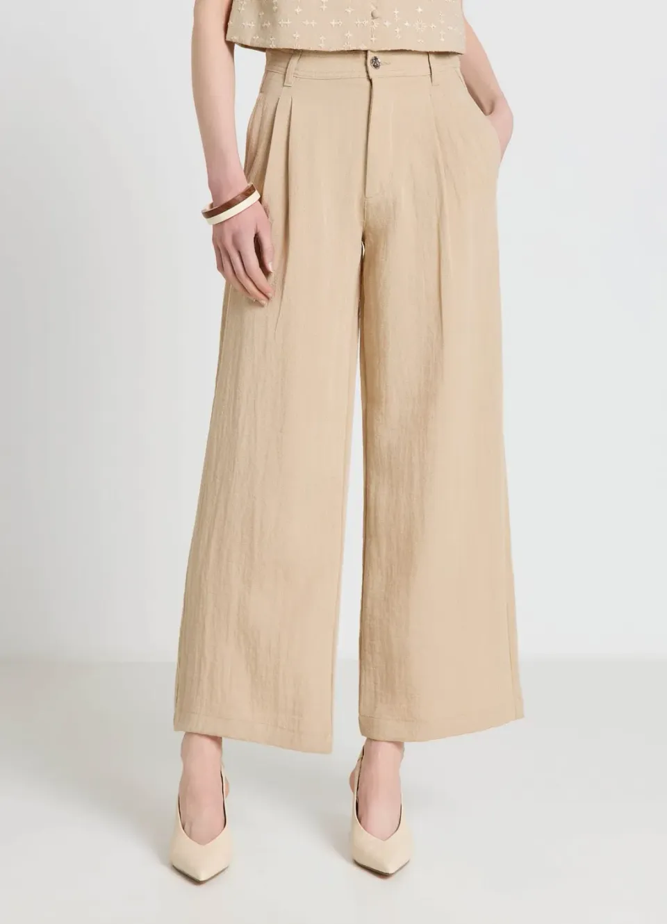 Calliope pantalon palazzo femme taille haute uni