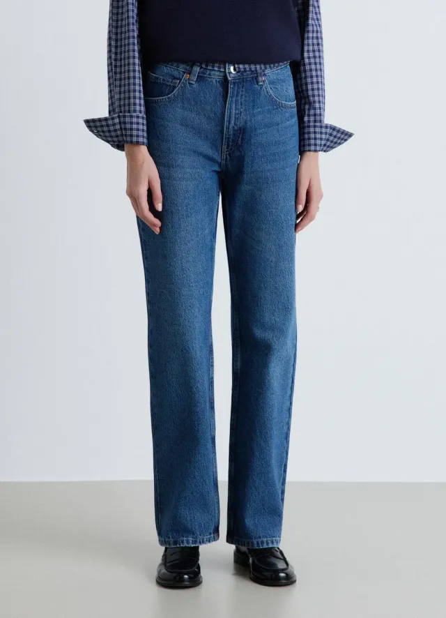 Calliope jean straight taille haute jean femme uni