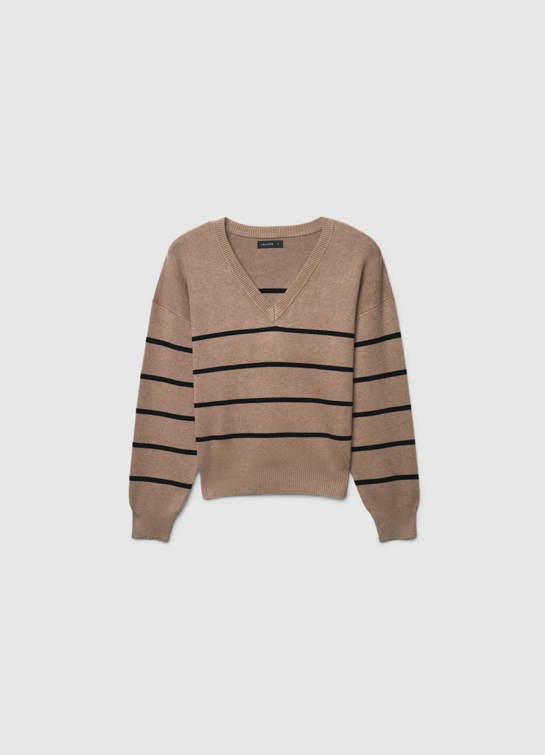 Calliope pull col V femme rayé manches longues