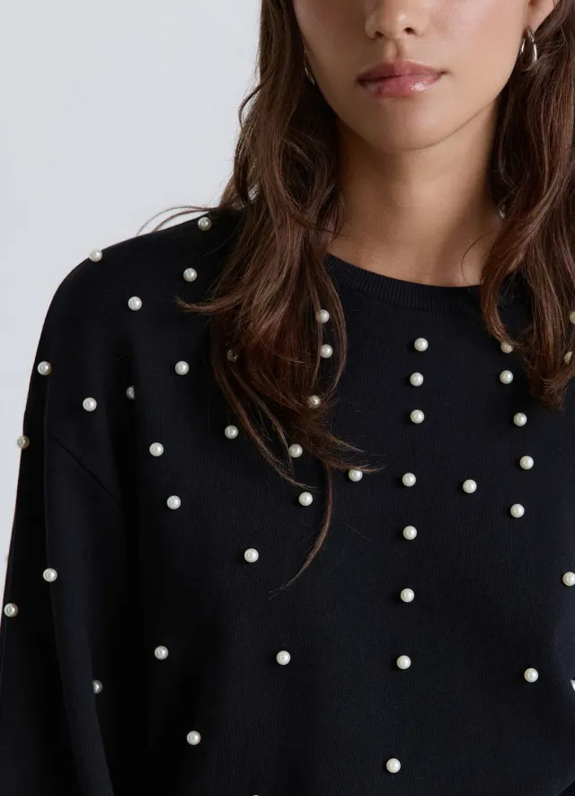Calliope sweat col rond femme perles devant