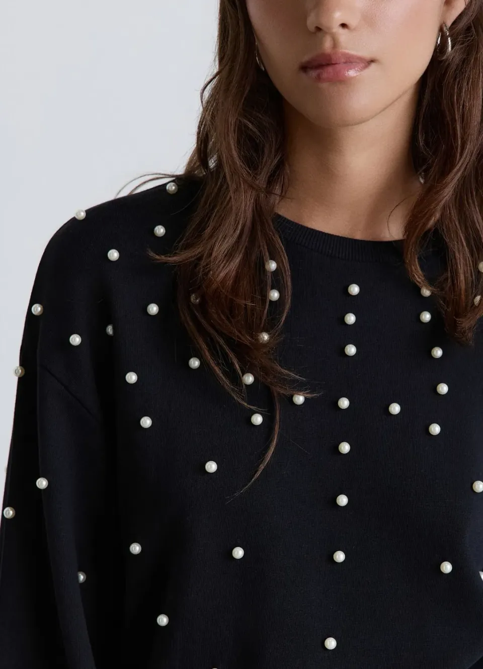 Calliope sweat col rond femme perles devant