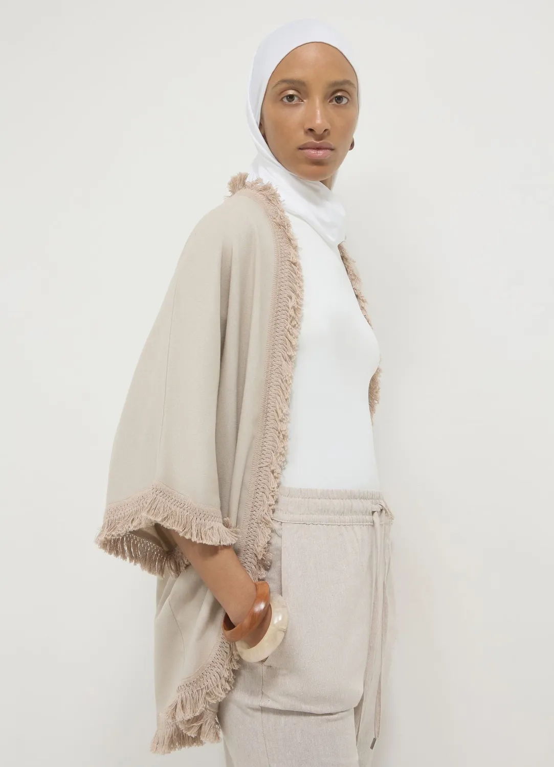 Calliope kimono franges taille unique lin