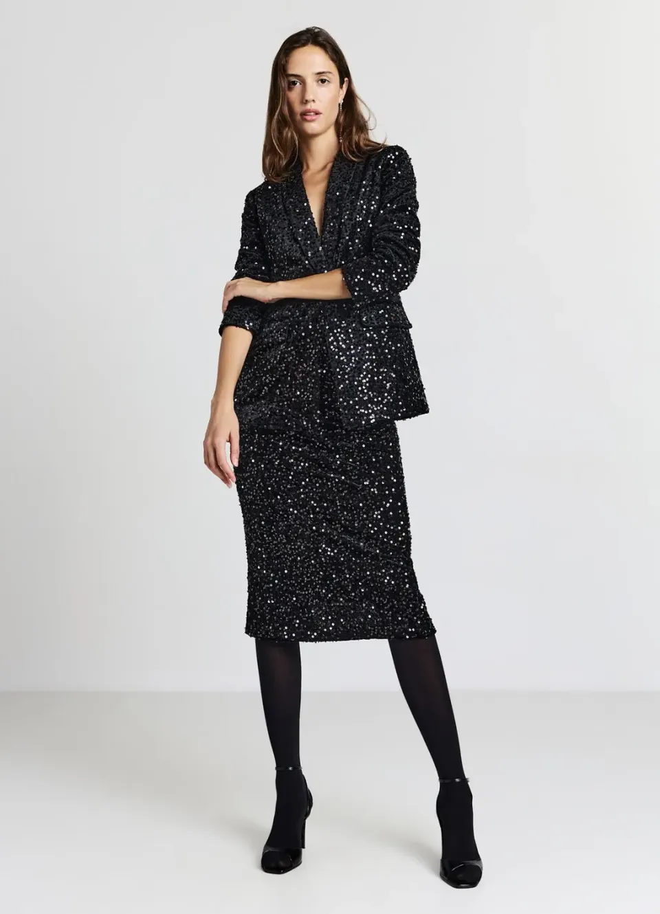 Calliope jupe midi chenille paillettes femme soirée