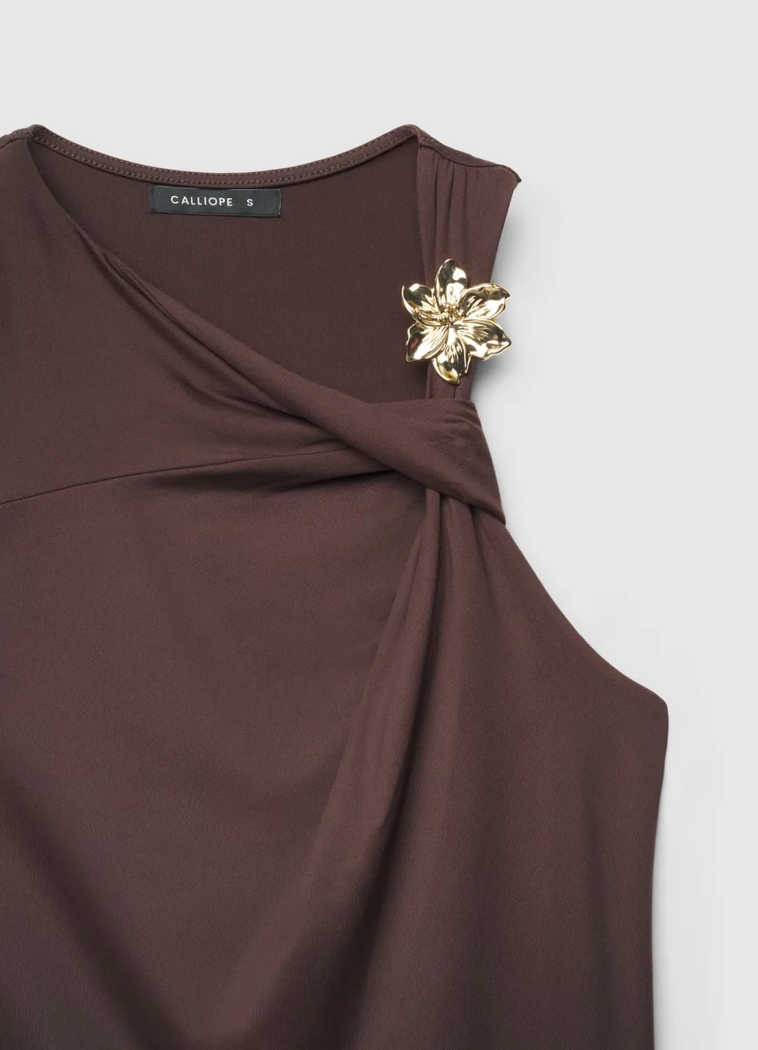 Calliope top asymétrique femme fleur métal soirée