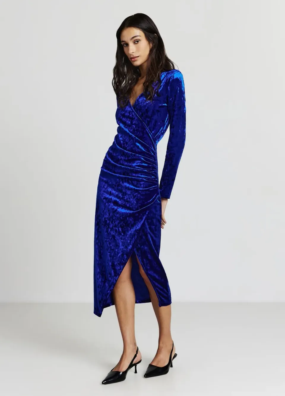 Calliope Atelier Robe longue croisee robe drapee fente