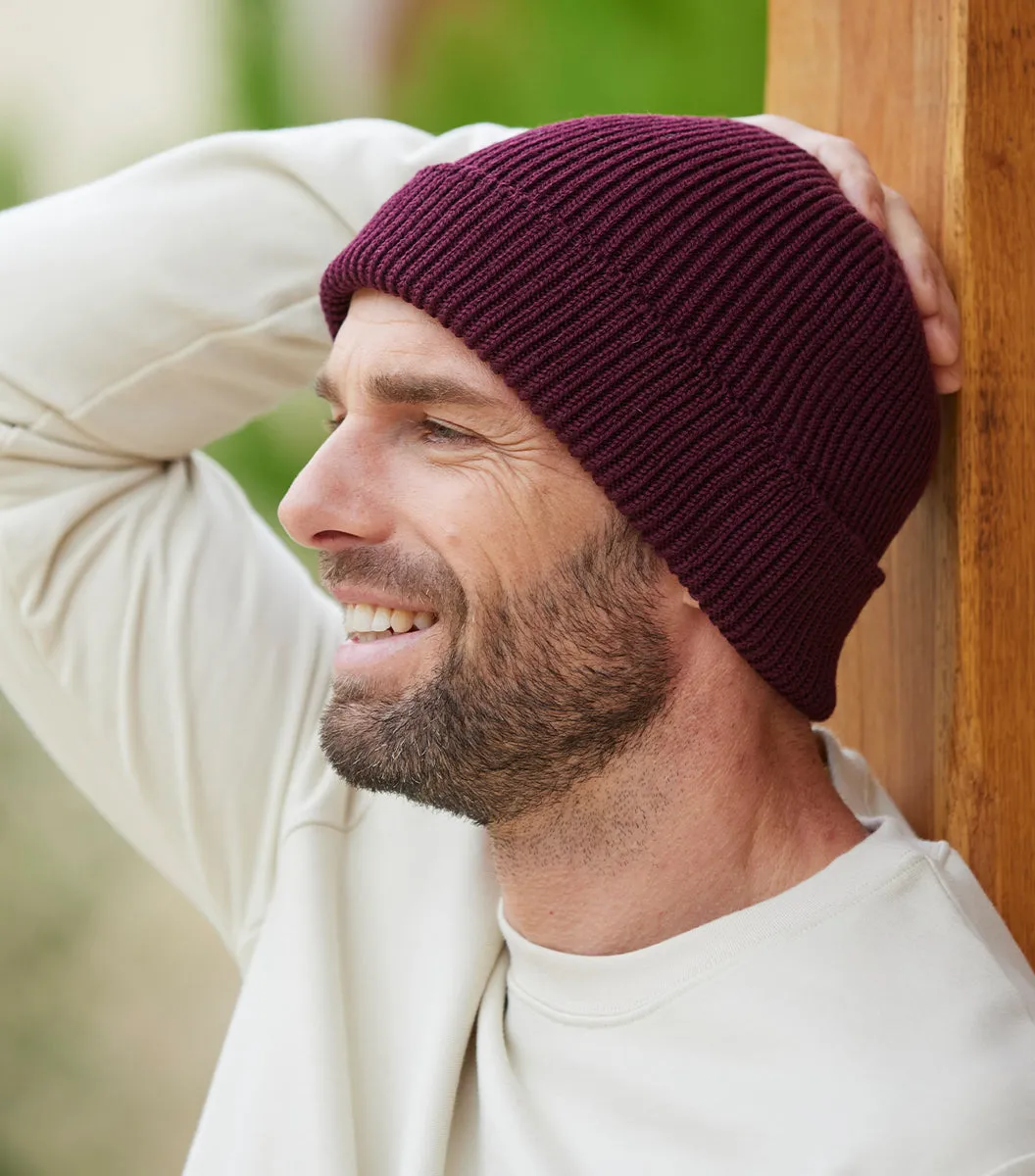 Cocorico Bordeaux bonnet homme laine mérinos