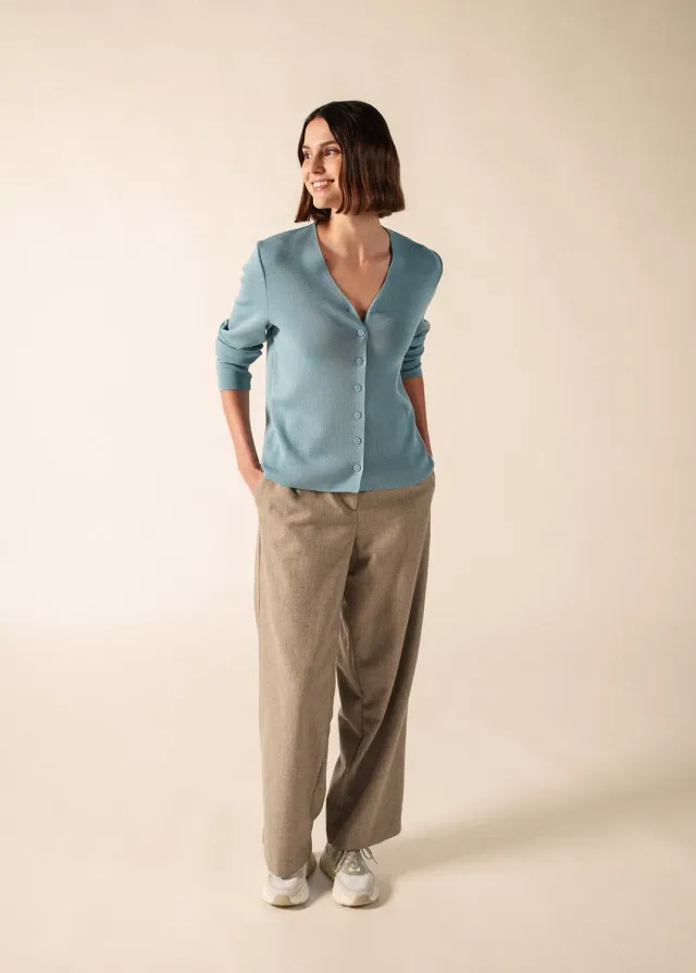 Saint James Brévands gilet col V céleste clair
