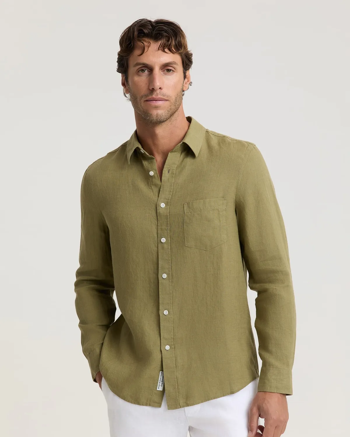 Sportscraft Chemise lin teint en fil homme manches longues