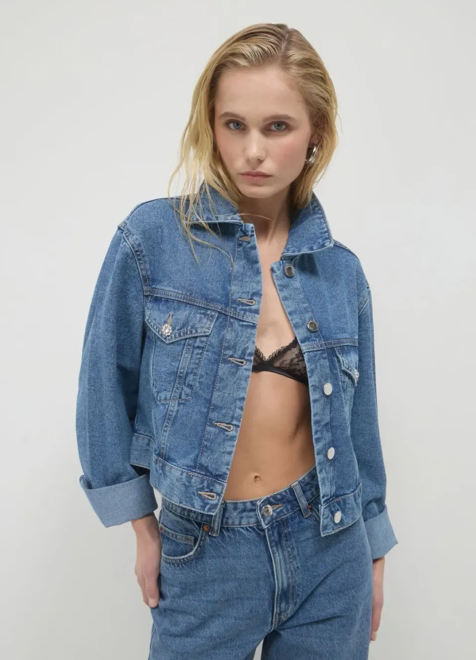 Calliope veste en jean regular femme boutons