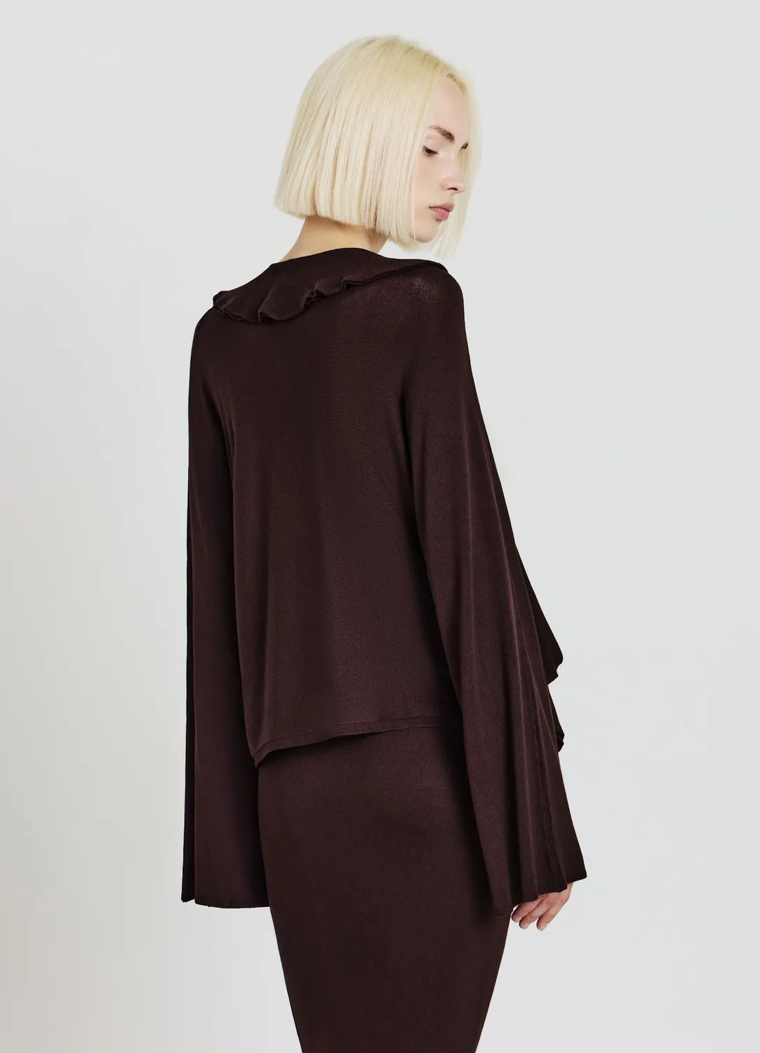 Calliope Pull volants maille fluide femme manches larges