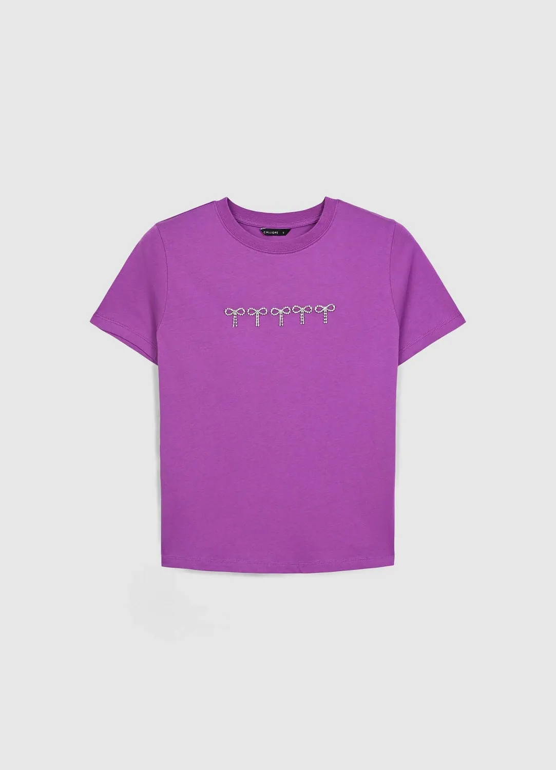 Calliope t-shirt nœuds strass femme coton col rond