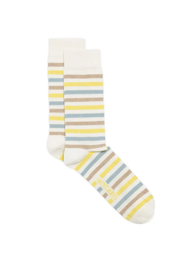Saint James multicolores chaussettes écume/aube coton rayé