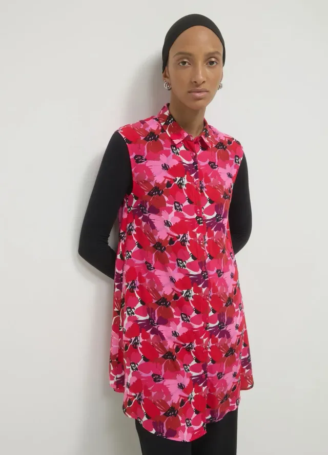 Calliope chemise longue sans manches motif