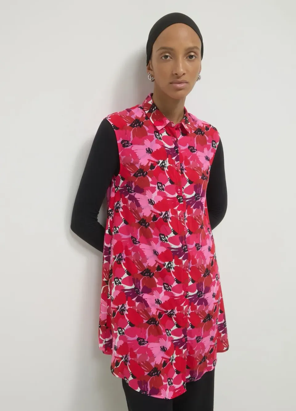 Calliope chemise longue sans manches motif