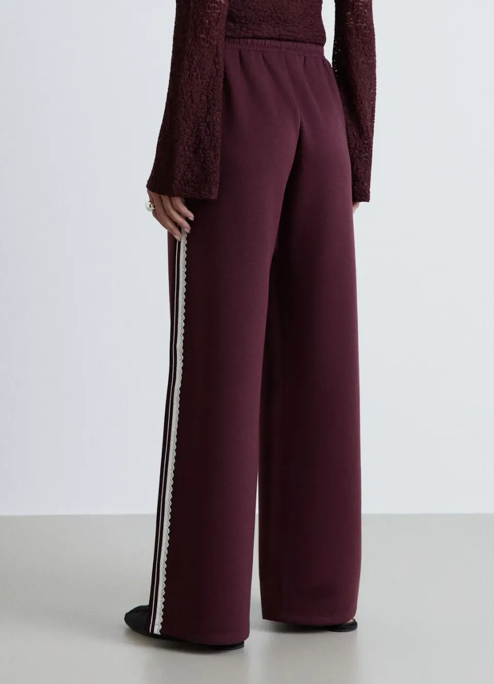 Calliope pantalon palazzo coulisse dentelle femme uni