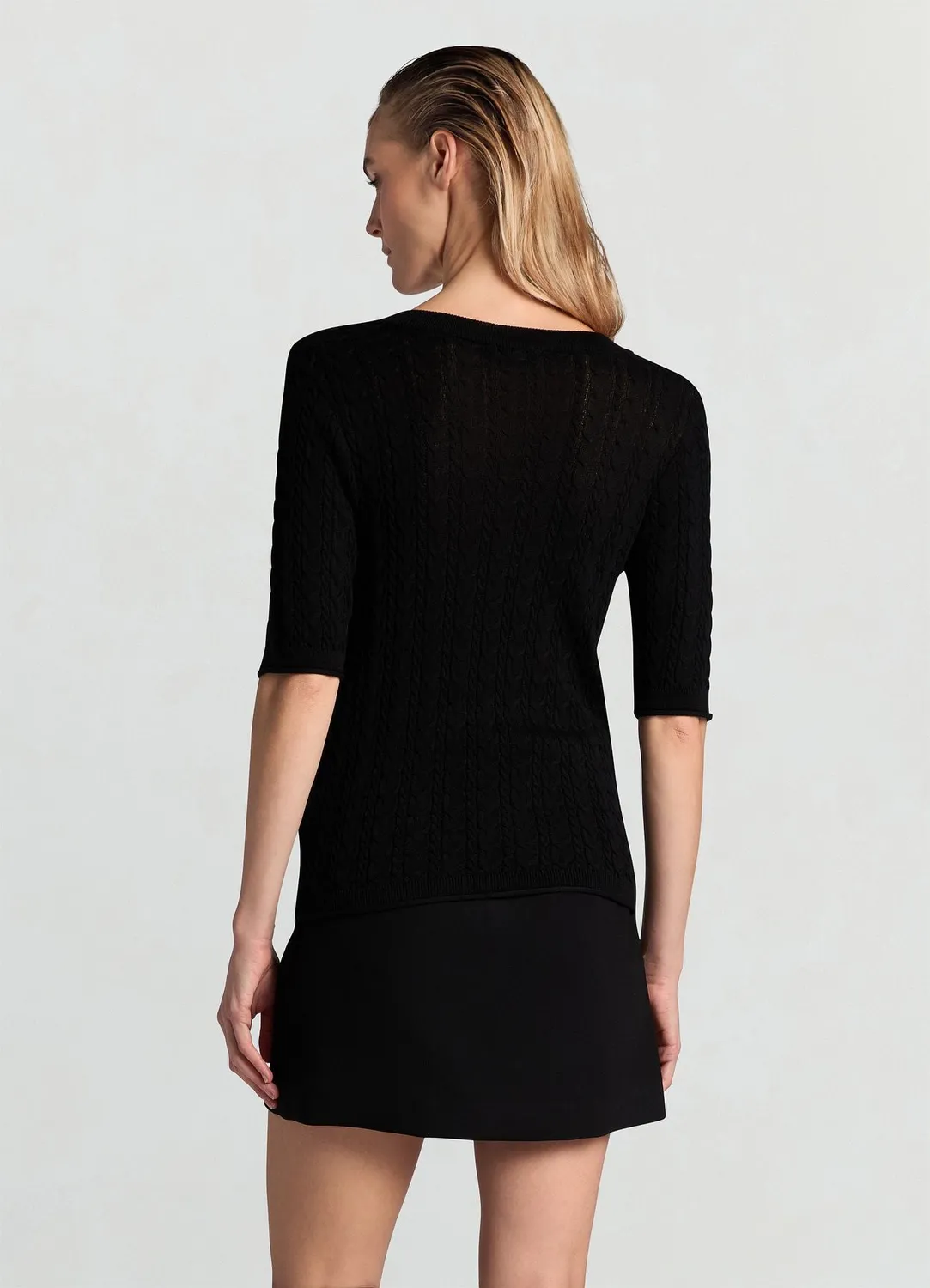 Calliope maille tressée t-shirt femme col rond