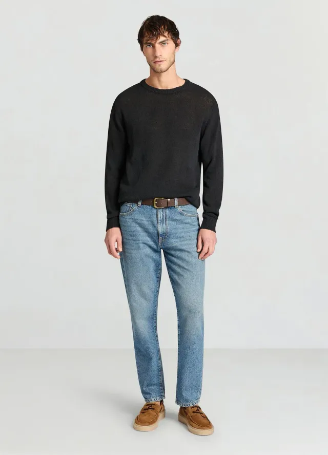Calliope pull homme col rond uni côtes