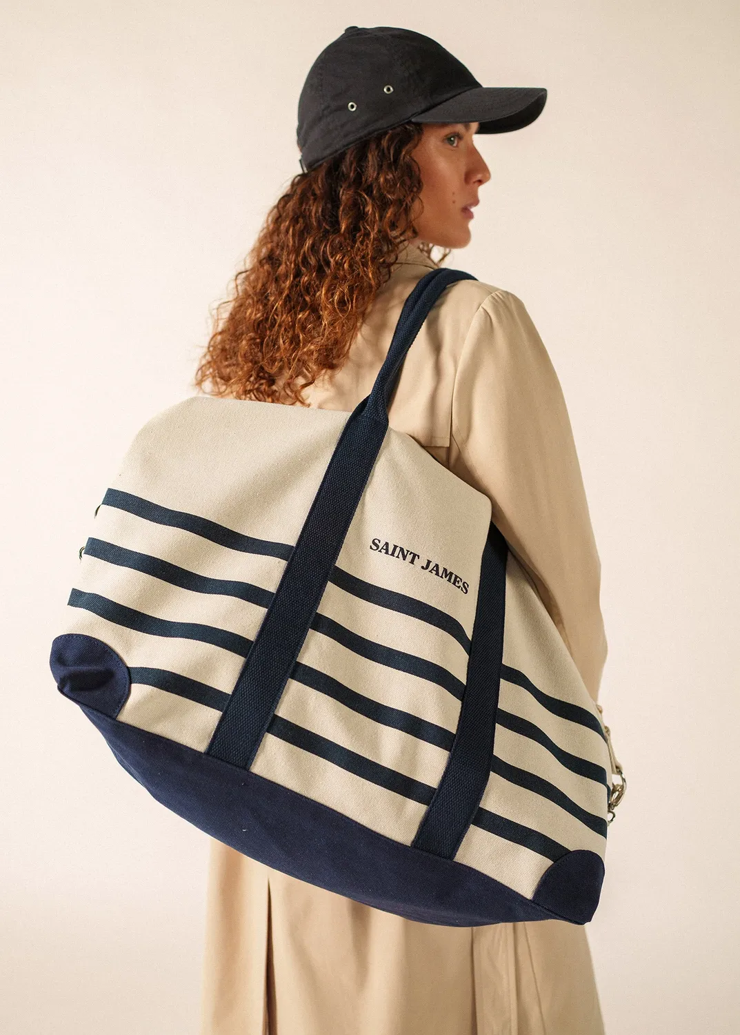Saint James Week-end sac ecru marine coton