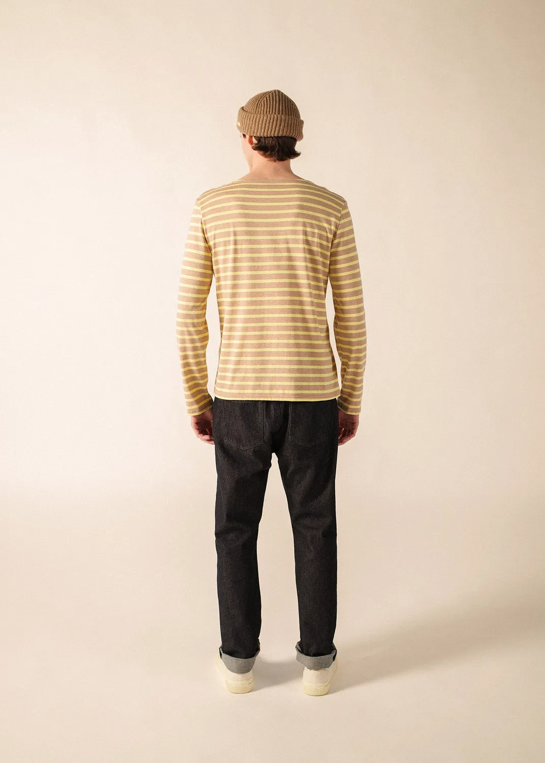 Saint James Minquiers marinière coton beige aube