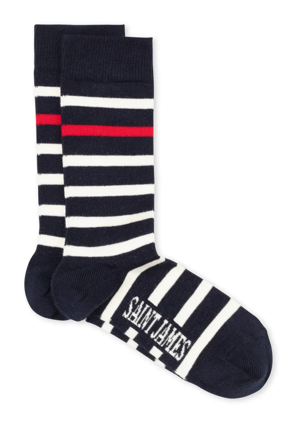Saint James Naval chaussettes marine écume tulipe coton
