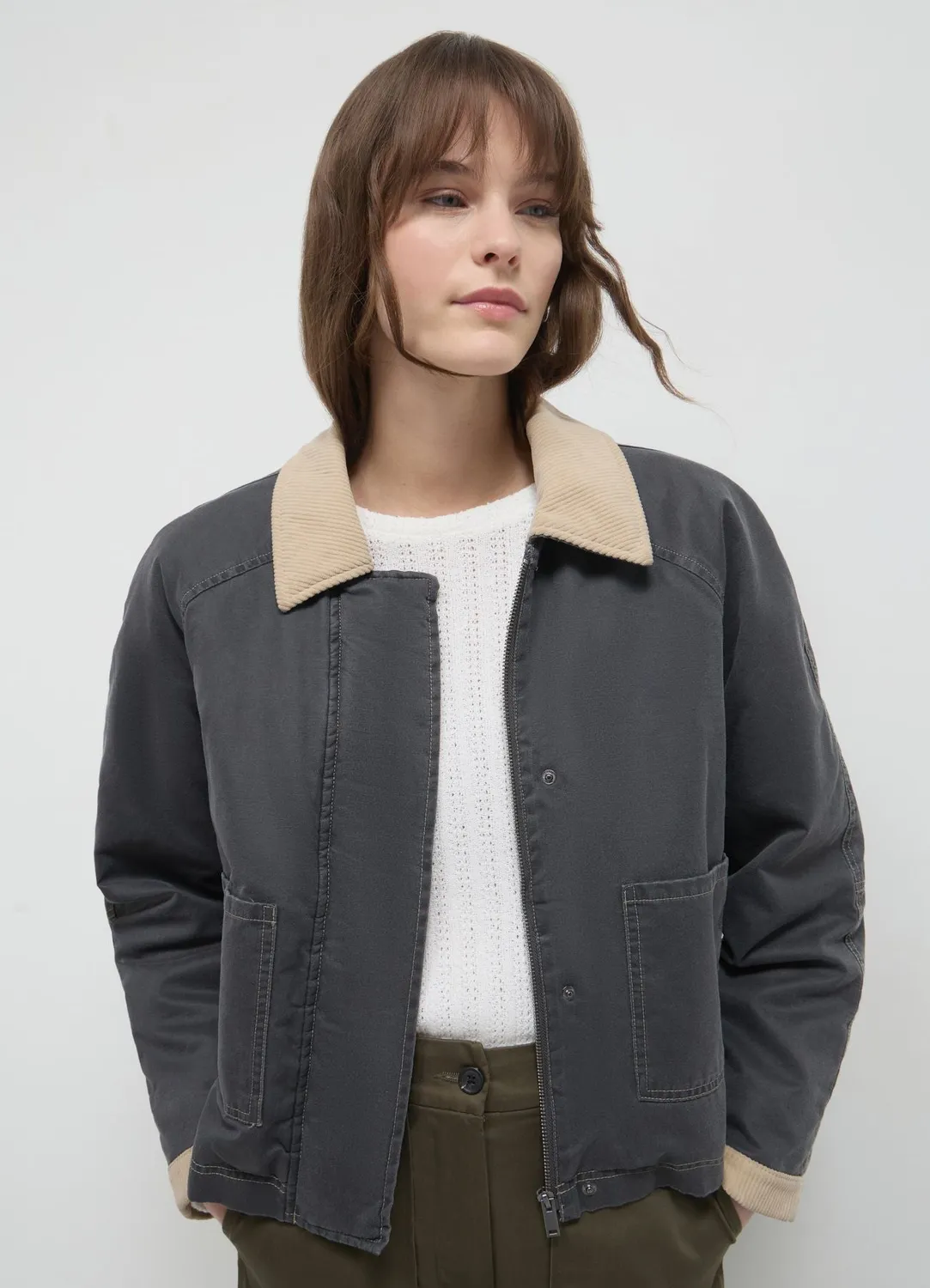 Calliope blouson femme coton col contraste regular