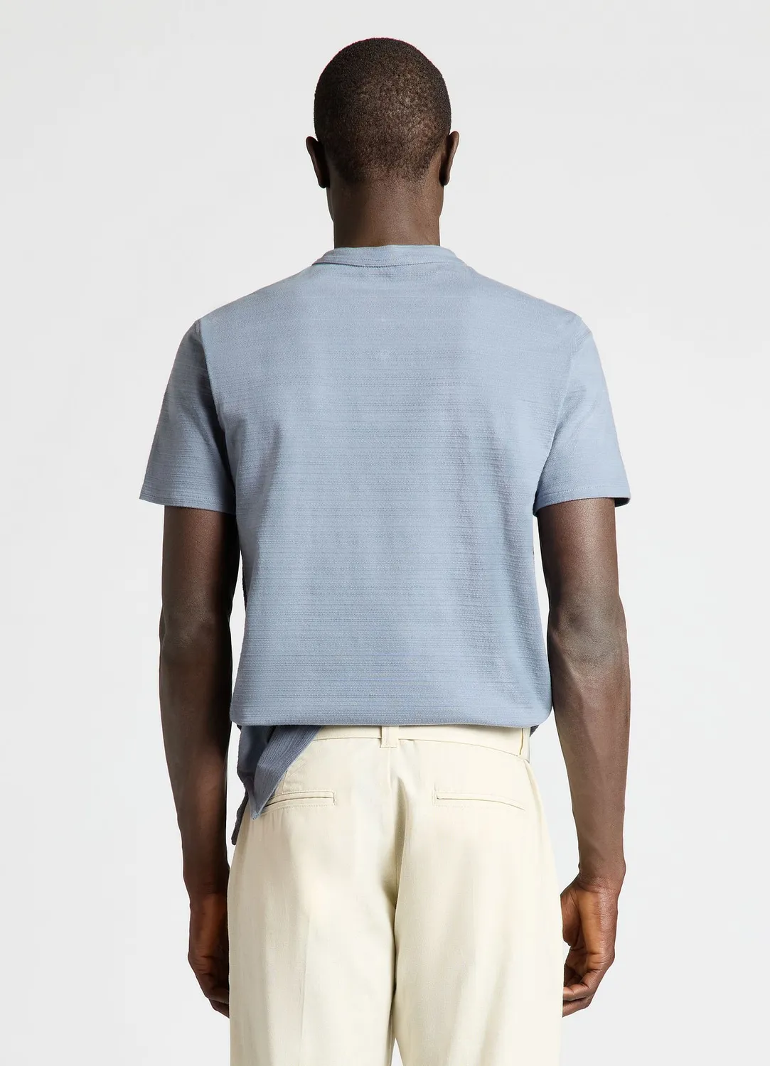 Calliope t-shirt homme col tunisien uni micro-rayé