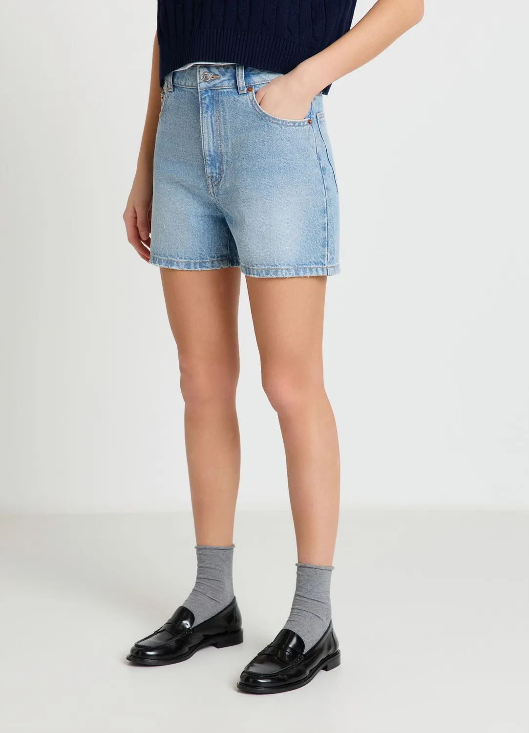 Calliope bermuda denim taille haute short femme