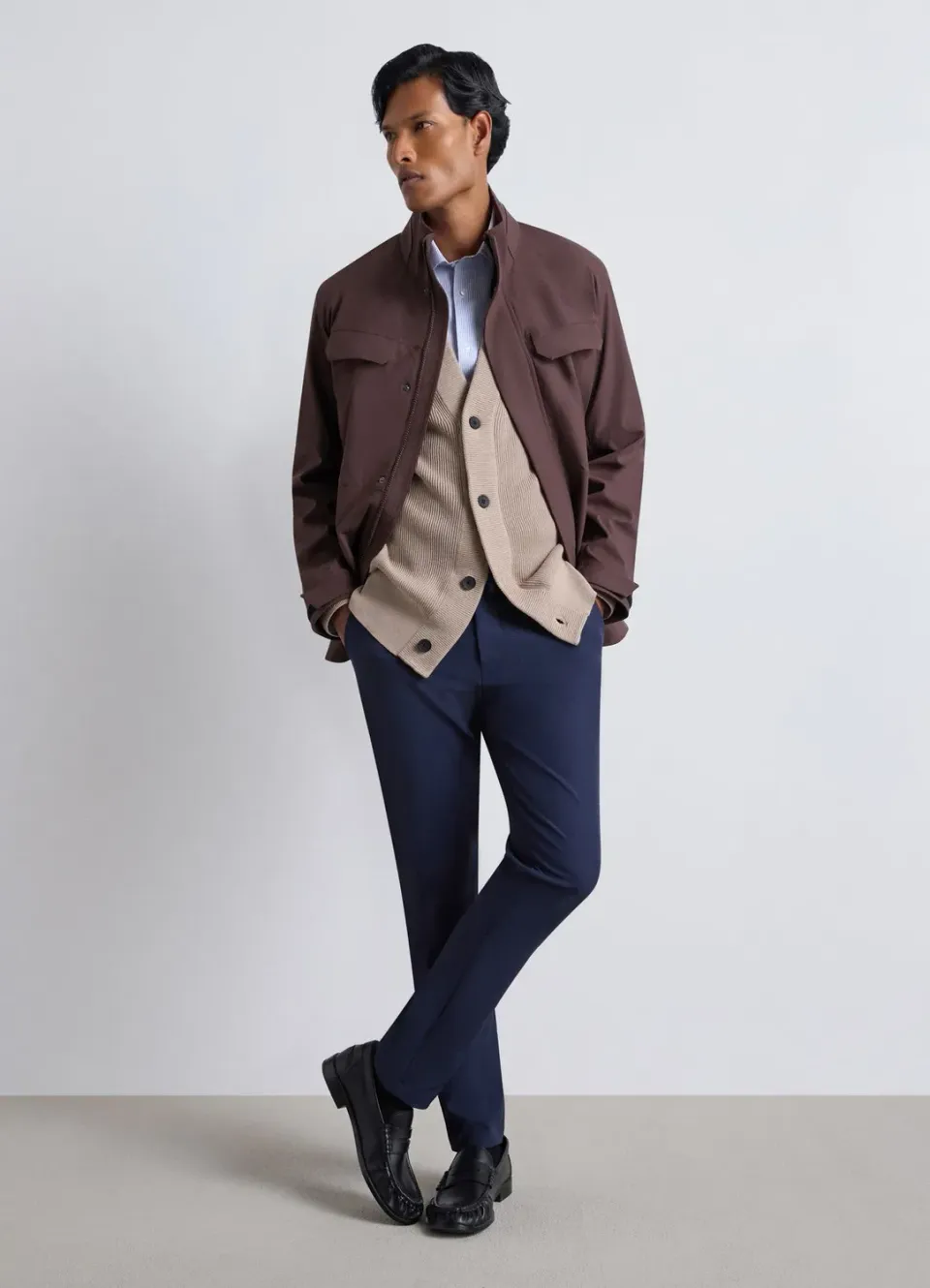 Calliope cardigan homme côtes col V boutons