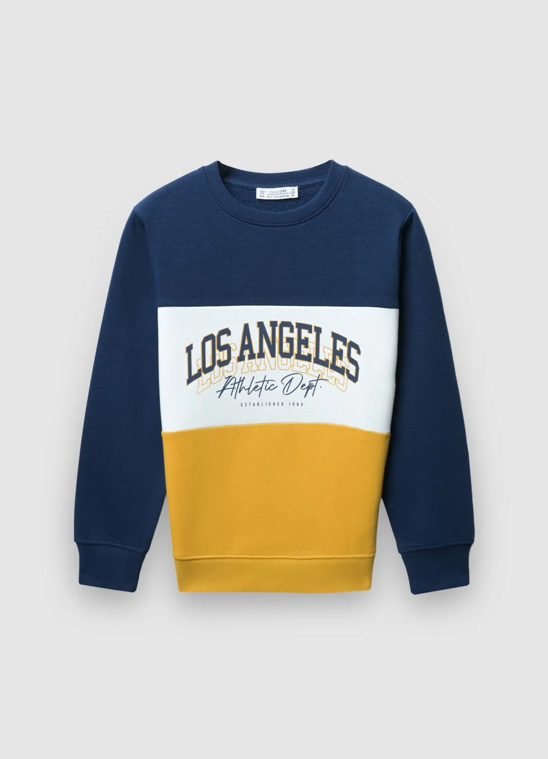 Calliope Sweat col rond garçon inscription blocs couleur