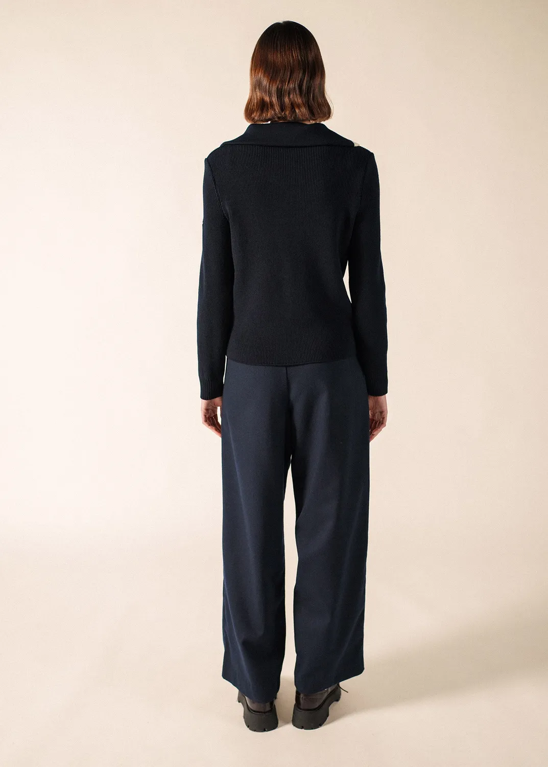 Saint James Gavarnie pull laine navy col vareuse