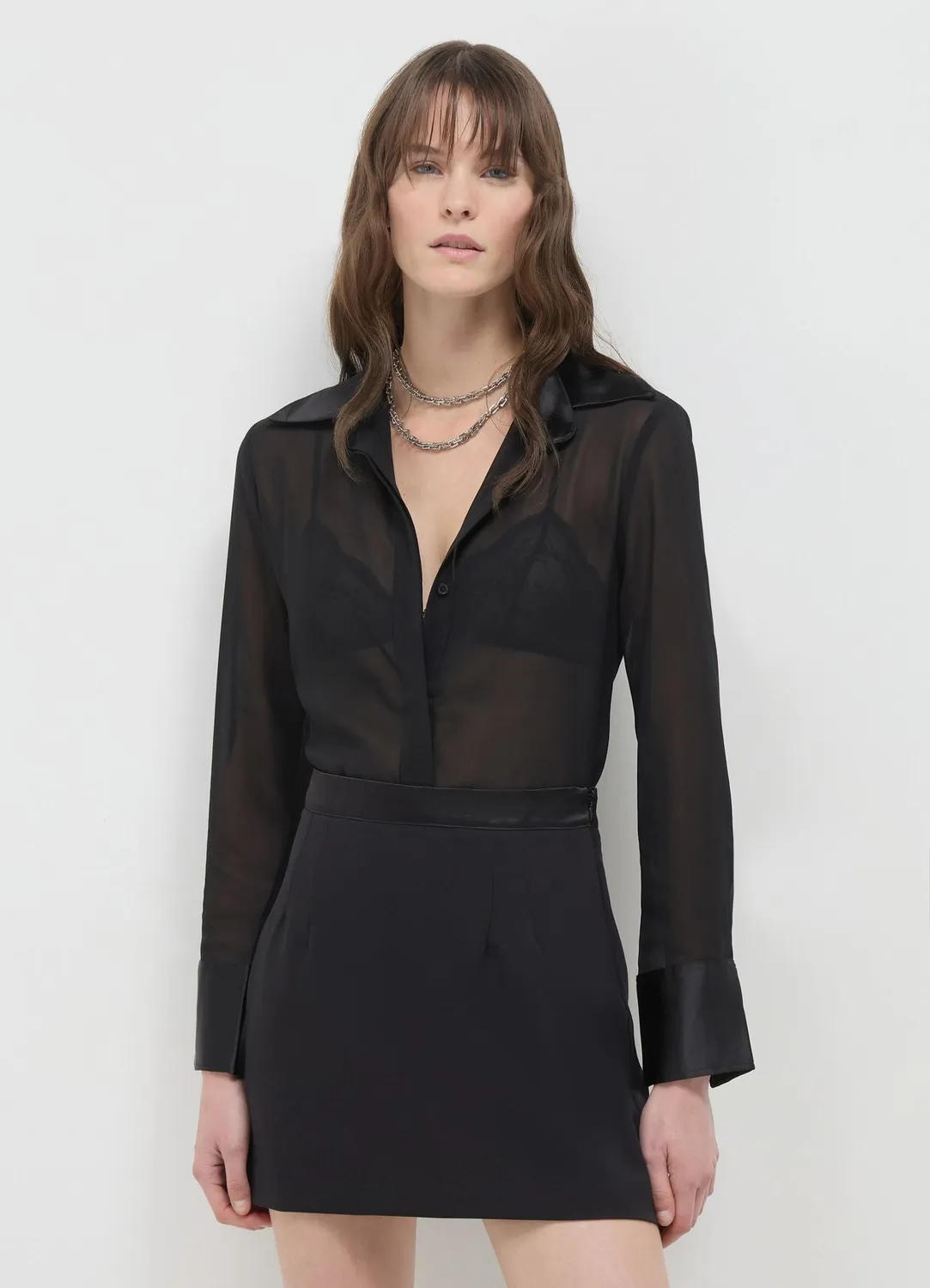 Calliope chemise transparence femme manches longues