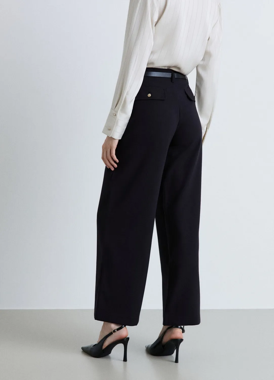 Calliope Pantalon Palazzo Femme Ceinture Chaîne Uni